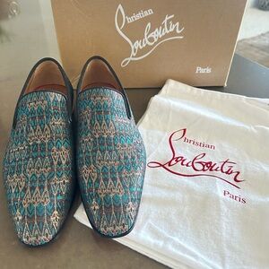 *New* Christian Louboutin Men's Jacquard Patterned Loafers Size 41.5